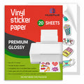 HUSPER Premium Printable Vinyl Sticker Paper for Inkjet Printer - 8.5x11 Inch 20 Sheets High Glossy White Waterproof, Dries Quickly Vivid Colors, Holds Ink well- Tear Resistant