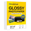 HUSPER Glossy Inkjet Photo Paper 100 Sheets 3.5x5 Inches 53lb Professional Photographic Compatible with Dye Ink Printer 200GSM Instant Dry Picture Paper (3.5''x5''-100 Sheets)