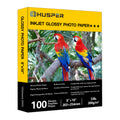 HUSPER Glossy Inkjet Photo Paper 100 Sheets 8x10 Inches 53lb Professional Photographic Paper Compatible with Dye Ink Printer 200GSM Instant Dry