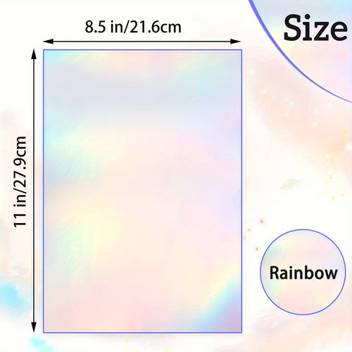 HUSPER Holographic Rainbow Vinyl Sticker Paper, 8.5 x 11 Inches, Printable Waterproof, Compatible with Inkjet, Laser Printers, (20 Sheets Rainbow)