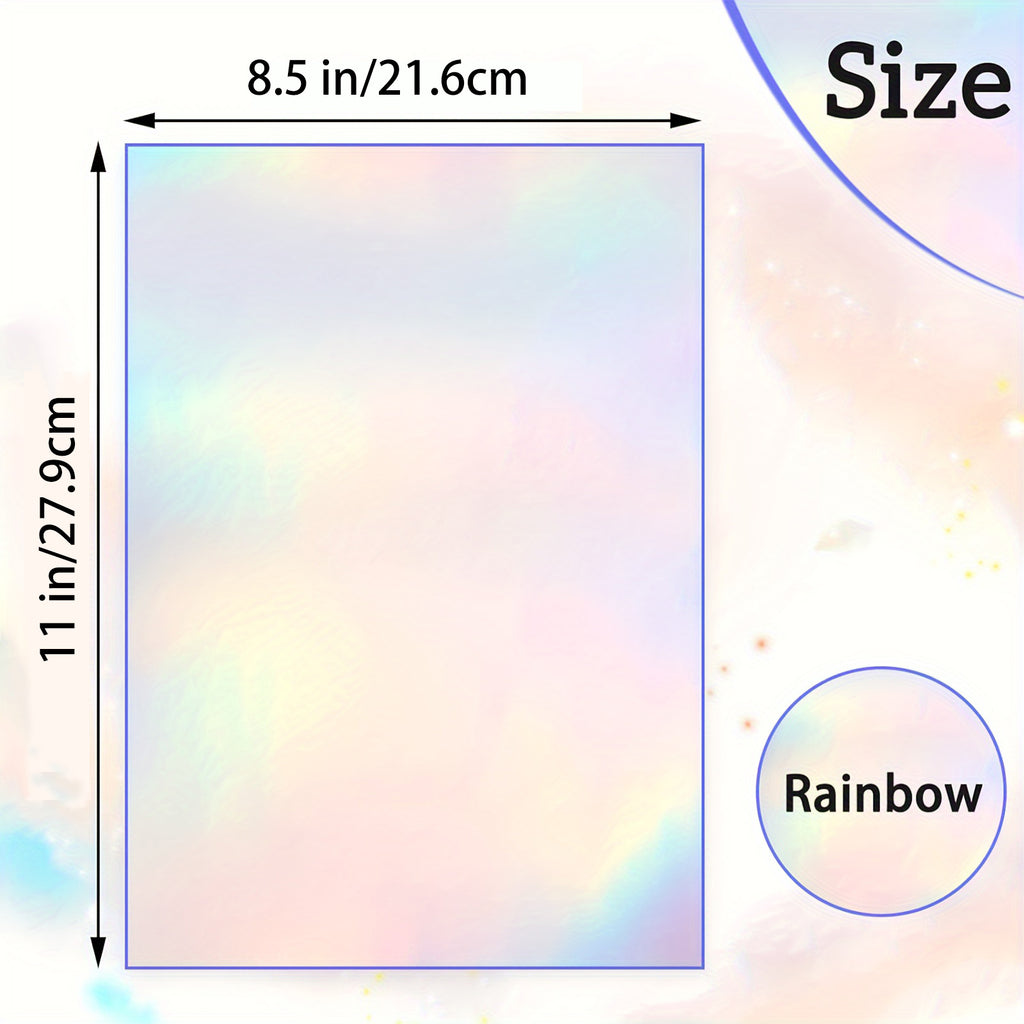 HUSPER Holographic Rainbow Vinyl Sticker Paper, 8.5 x 11 Inches, Printable Waterproof, Compatible with Inkjet, Laser Printers (50 Sheets Rainbow)