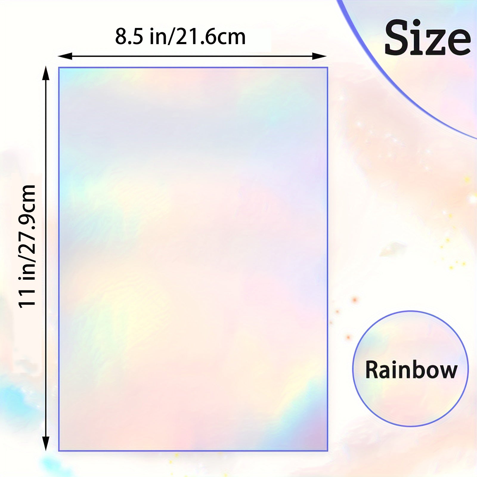 HUSPER Holographic Rainbow Vinyl Sticker Paper, 8.5 x 11 Inches, Printable Waterproof, Compatible with Inkjet, Laser Printers (50 Sheets Rainbow)