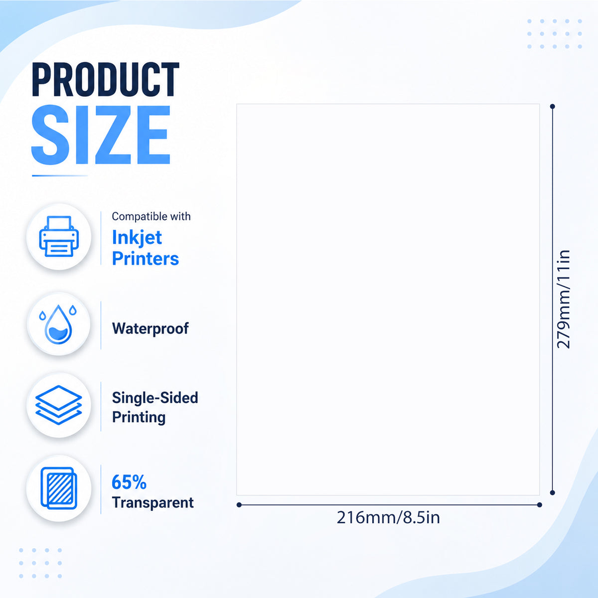 HUSPER 20 Sheets Pintable Waterproof Milky Transparency Film Acetate Clear Sheets for Crafts 8.5x11 OHP Overhead Projector Film For Inkjet Printer Quick-Dry