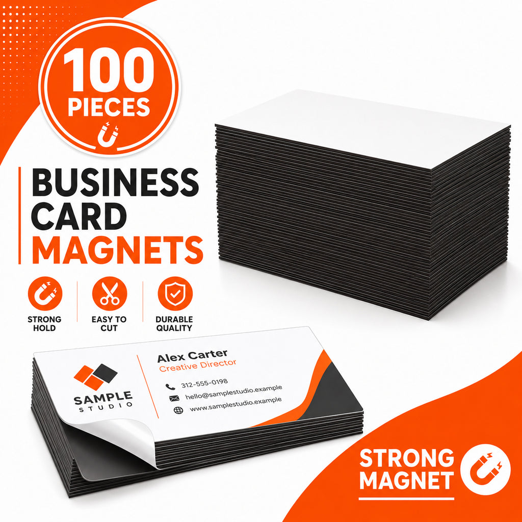 HUSPER Adhesive Magnetic Sheets, 100 Pack 2" x 3.5" Flexible Stick-Back Magnets for Crafts, DIY, Fridge, Photos, Whiteboard