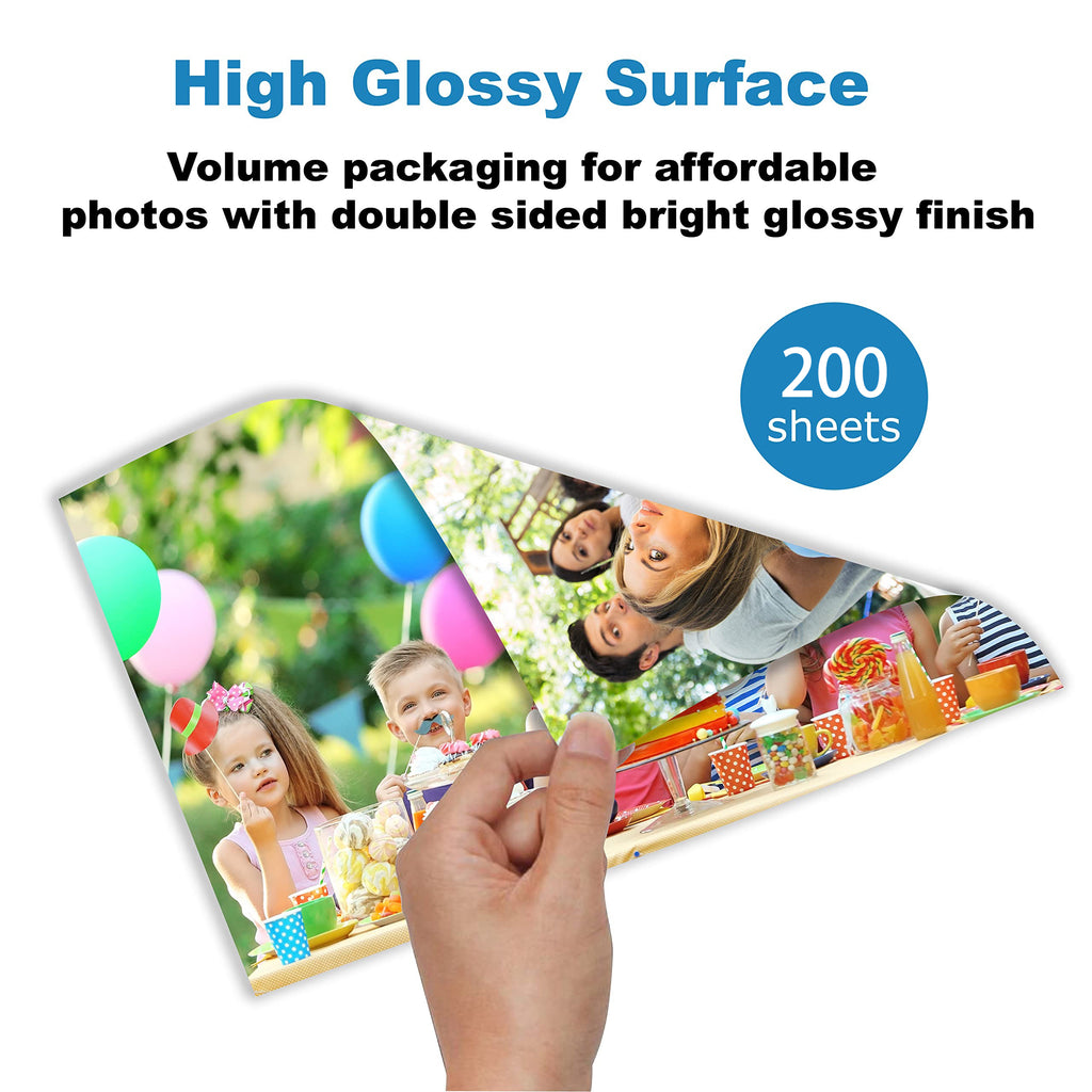 HUSPER 200 Sheets Double Sided Photo Paper Glossy 8.5x11 54lbs Inkjet for Dye Ink 200Gsm Value Bulk Pack Picture 8.5 x 11 9.5Mil for Inkjet Printing Printer (200sheets, 8.5x11)