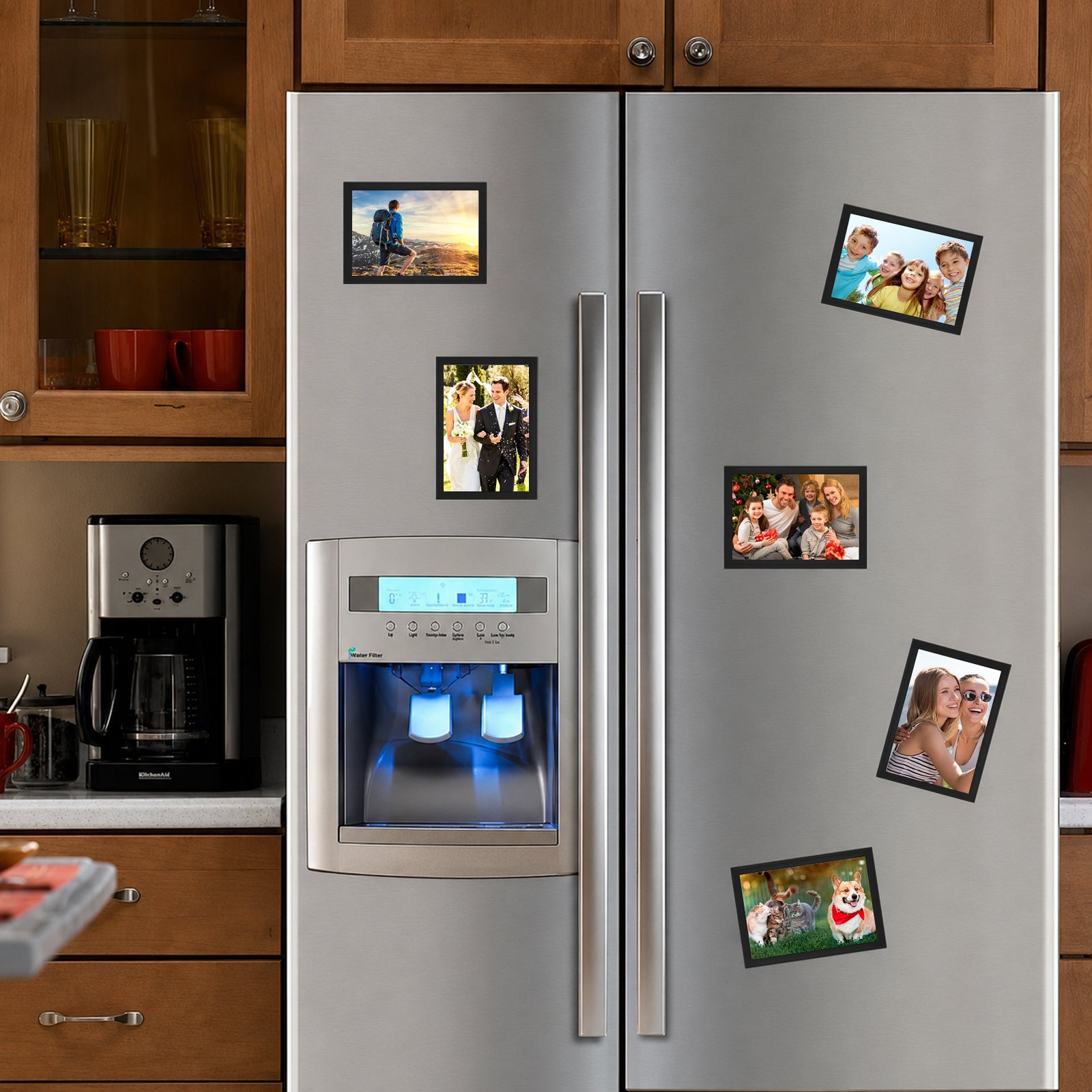 Magnetic Picture Frames with Black Border(4"X6",6 Pack),Magnet Photo Frame Pockets/Postcard Holder,Decorations for home/office/school/Classroom/party