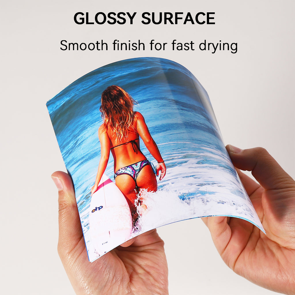 HUSPER Glossy Thin Inkjet Printer Paper 8.5x11 Inches 50 Sheets for DIY Chip Bag and Custom Party Favors 30LB Photo Paper 115g