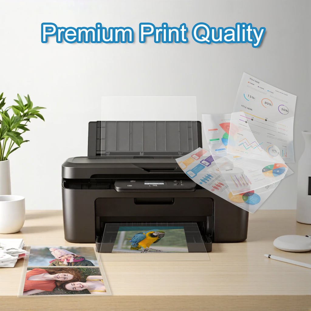 HUSPER 50 Sheets Printable Transparency Film Acetate Clear Sheets for Crafts 8.5x11 OHP Overhead Projector Film For Laser Printer Waterproof