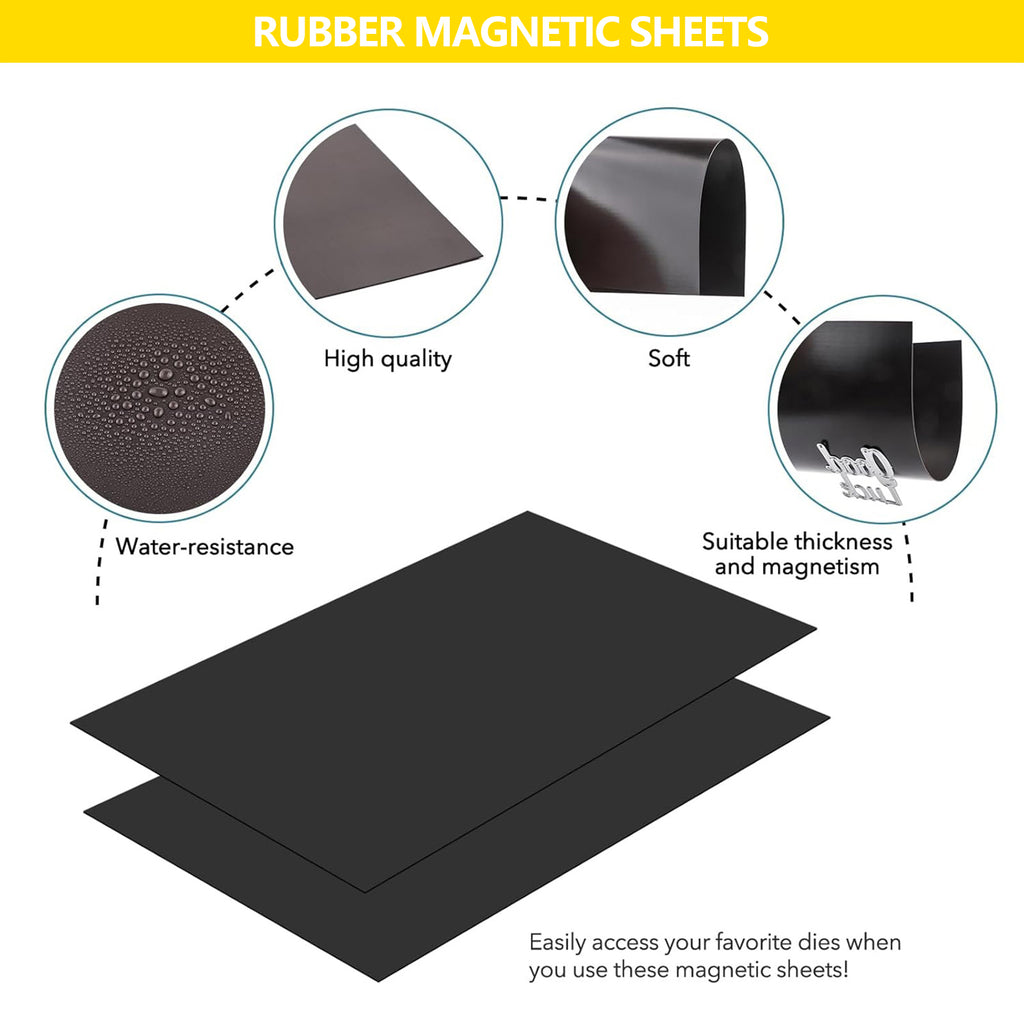 HUSPER Magnetic Sheets 8.5" x 11" Non Adhesive 30 mil 8 Pack for Dies Storage - Flexible Blank Magnet Sheet Set for Crafts, DIY, Sign Making, to Make Dots, Square Magnets, Circles, Strips, Tape