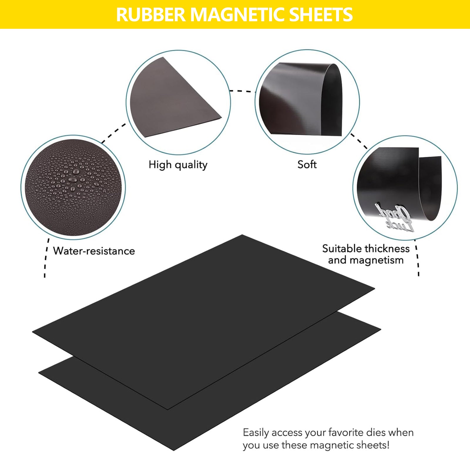 HUSPER Magnetic Sheets 8.5" x 11" Non Adhesive 30 mil 8 Pack for Dies Storage - Flexible Blank Magnet Sheet Set for Crafts, DIY, Sign Making, to Make Dots, Square Magnets, Circles, Strips, Tape