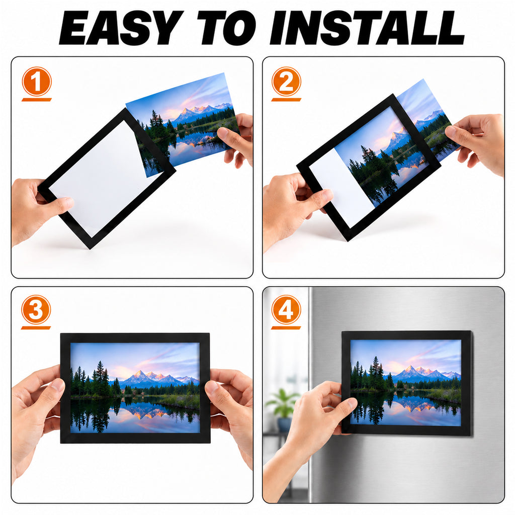 Magnetic Picture Frames with Black Border(4"X6",12 Pack),Magnet Photo Frame Pockets/Postcard Holder,Decorations for home/office/school/Classroom/party