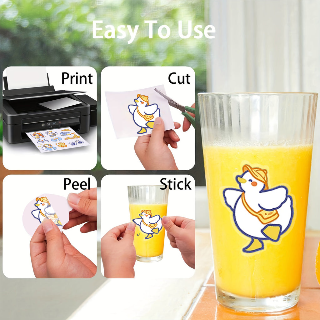 HUSPER Clear Sticker Paper for Inkjet Printer (20 Sheets) - Transparent Glossy 8.5 x 11 - Printable Vinyl Sticker Paper