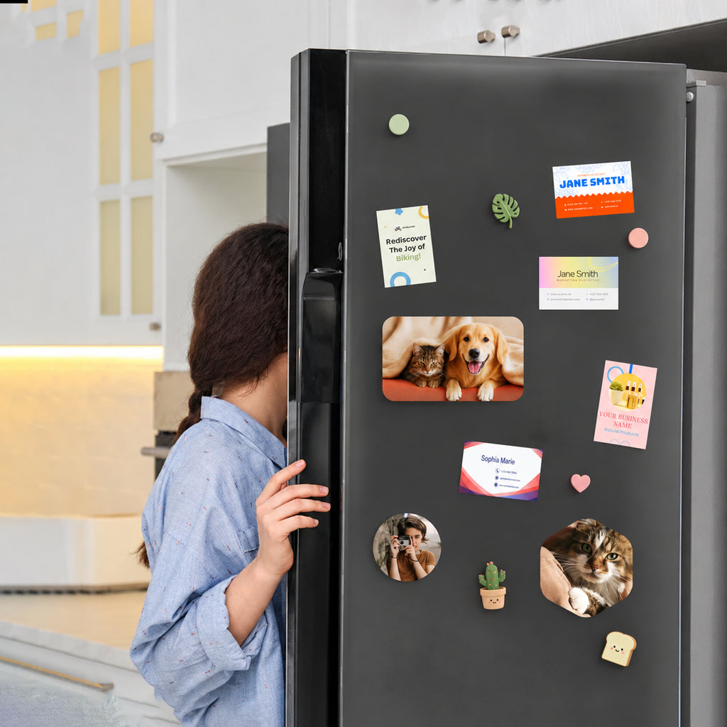 HUSPER Adhesive Magnetic Sheets, 100 Pack 2" x 3.5" Flexible Stick-Back Magnets for Crafts, DIY, Fridge, Photos, Whiteboard