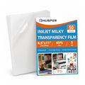 HUSPER 50 Sheets Pintable Waterproof Milky Transparency Film Acetate Clear Sheets for Crafts 8.5x11 OHP Overhead Projector Film For Inkjet Printer Quick-Dry