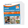 HUSPER 50 Sheets Printable Transparency Film Acetate Clear Sheets for Crafts 8.5x11 OHP Overhead Projector Film For Laser Printer Waterproof