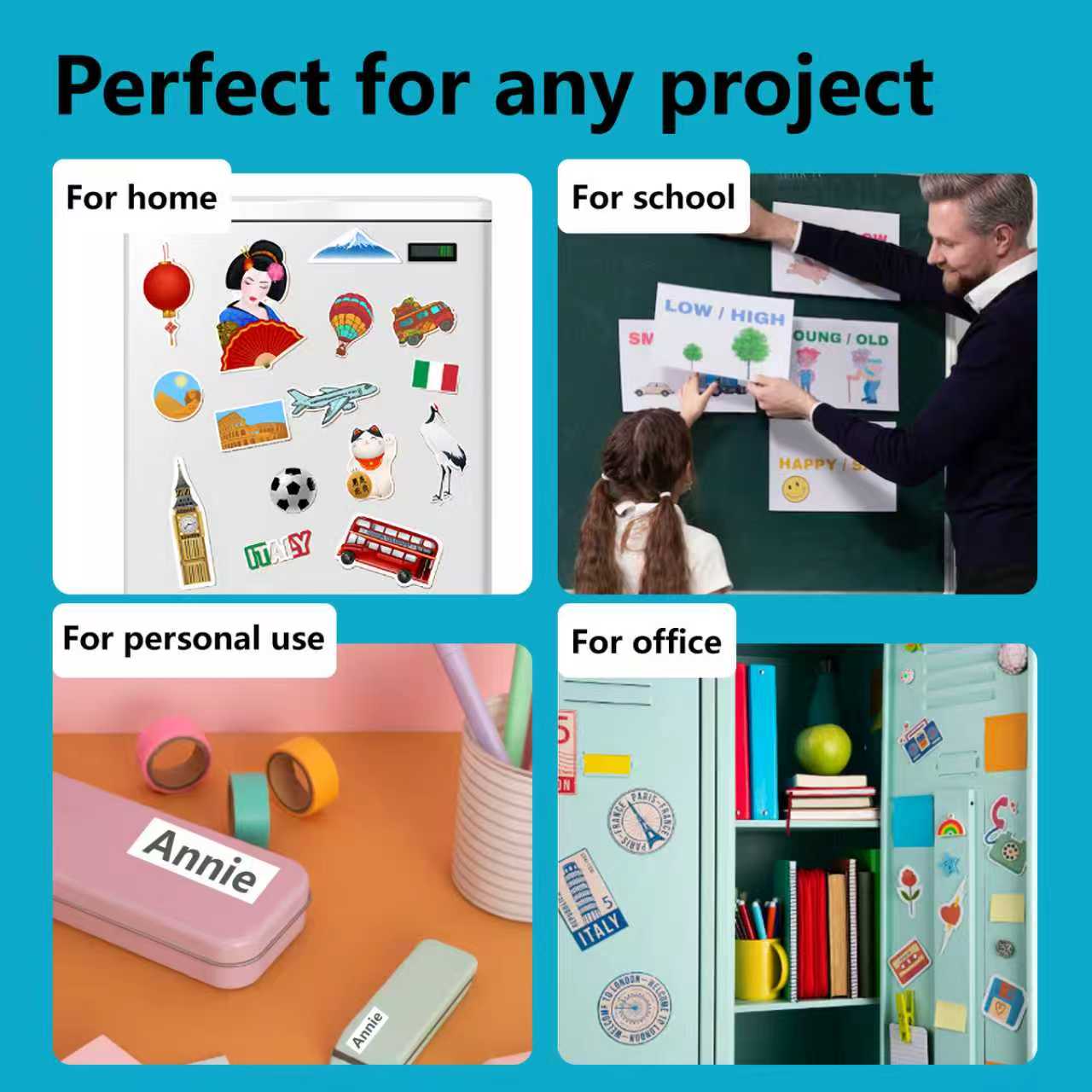 HUSPER Adhesive Magnetic Sheets, 8 Pack 8.5" x 11" Flexible Stick-Back Magnets for Crafts, DIY, Fridge, Photos, Whiteboard