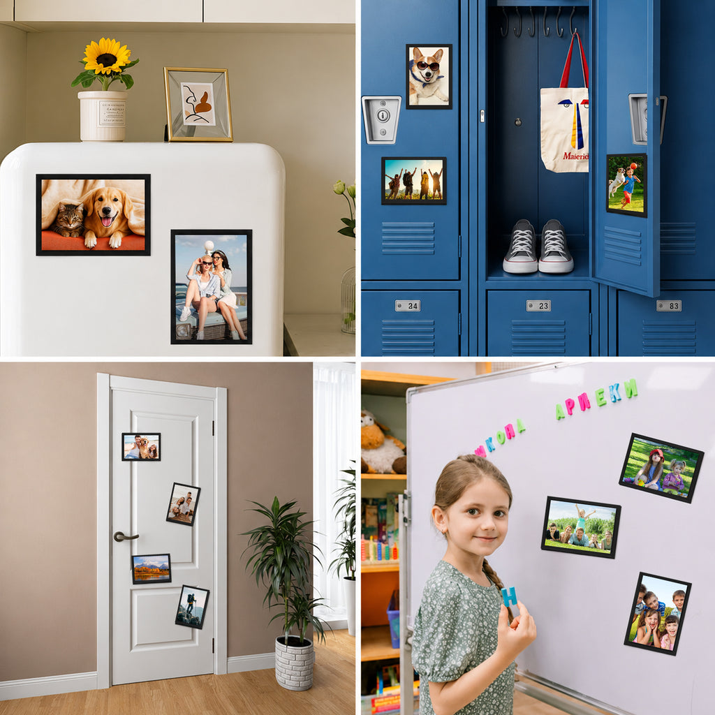 Magnetic Picture Frames with Black Border(4"X6",12 Pack),Magnet Photo Frame Pockets/Postcard Holder,Decorations for home/office/school/Classroom/party