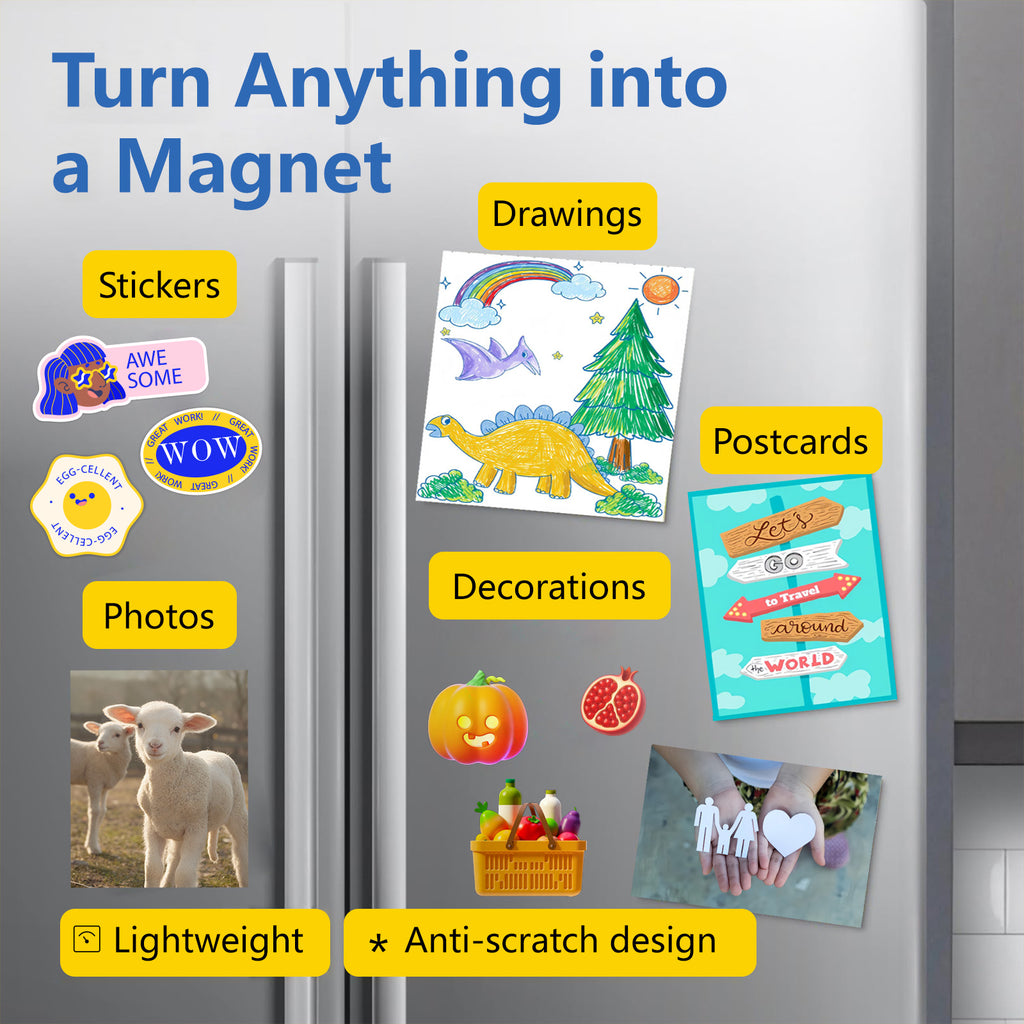 HUSPER Adhesive Magnetic Sheets, 5 Pack 8" x 10" Flexible Stick-Back Magnets for Crafts, DIY, Fridge, Photos, Whiteboard