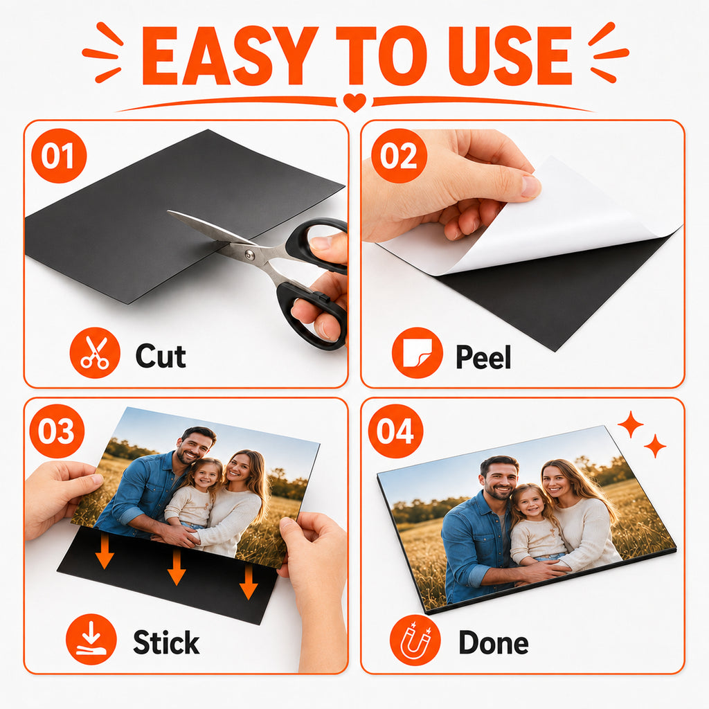 HUSPER Adhesive Magnetic Sheets, 100 Pack 2" x 3.5" Flexible Stick-Back Magnets for Crafts, DIY, Fridge, Photos, Whiteboard
