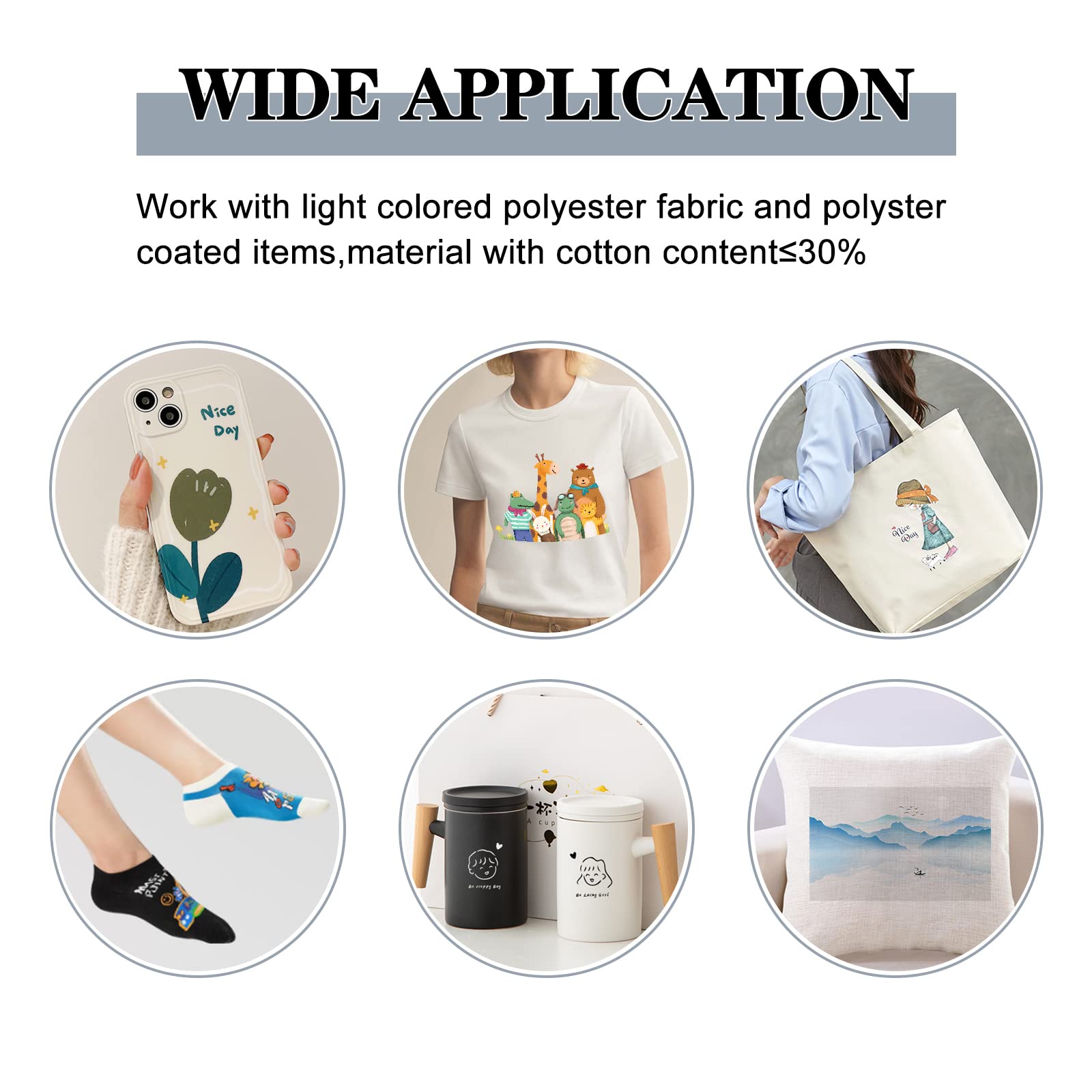 HUSPER Sublimation Paper 8.5x11 Inch, Work with Sublimation Ink and E Sawgrass Inkjet Printers for Mugs T-Shirts Light Fabric and Other Sublimation Blanks (50 Sheets, 125G)