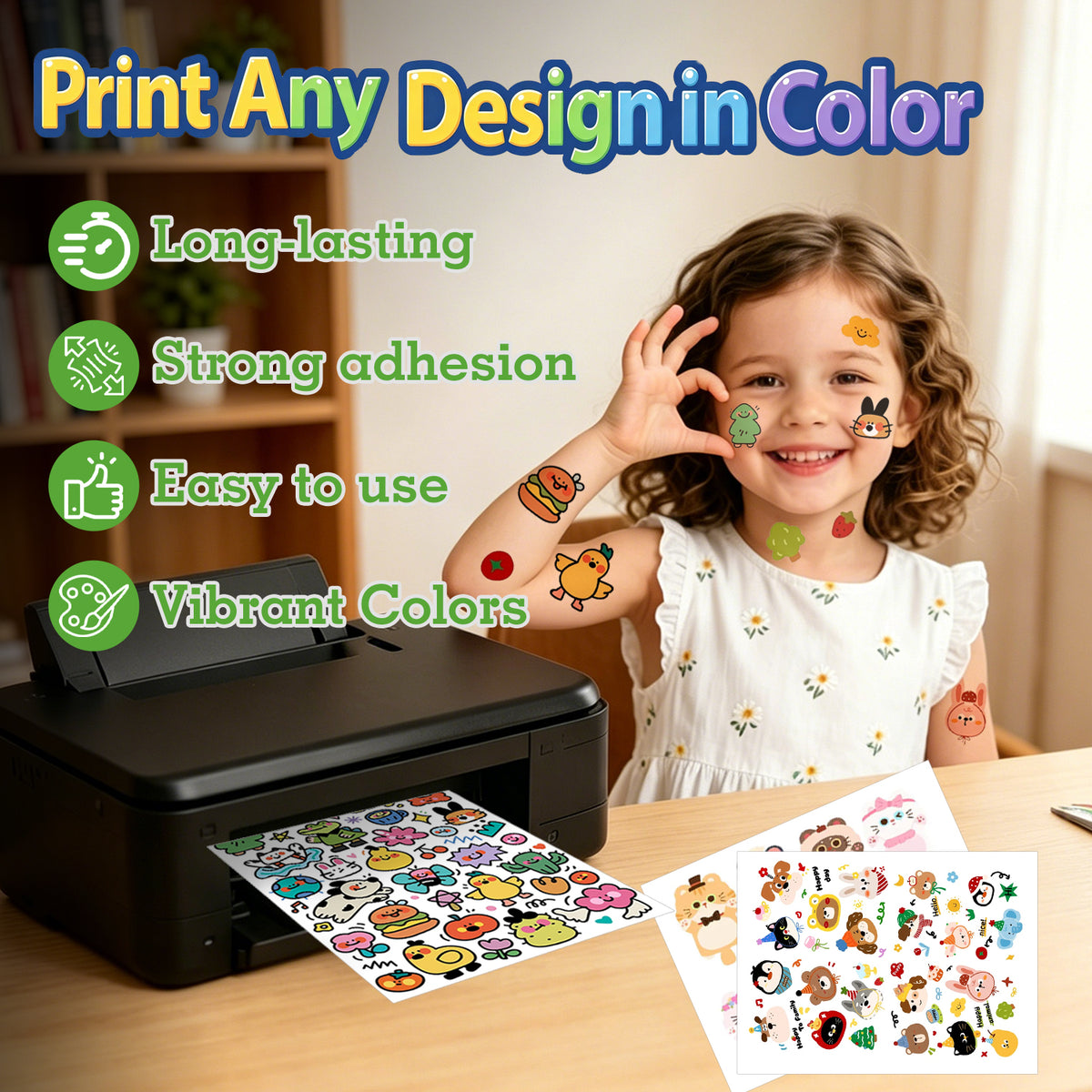 HUSPER Printable Temporary Tattoo Paper for Inkjet Printer - Skin-Safe, Water-Resistant, Blank 8.5x11” Sheets for Personalized Designs - Make Your Own Temporary Tattoos at Home - 10 Set