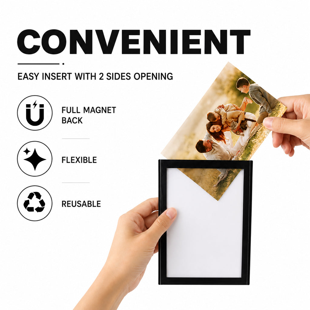Magnetic Picture Frames with Black Border(4"X6",12 Pack),Magnet Photo Frame Pockets/Postcard Holder,Decorations for home/office/school/Classroom/party