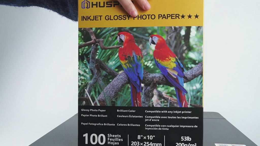 HUSPER Glossy Inkjet Photo Paper 100 Sheets 8x10 Inches 53lb Professional Photographic Paper Compatible with Dye Ink Printer 200GSM Instant Dry